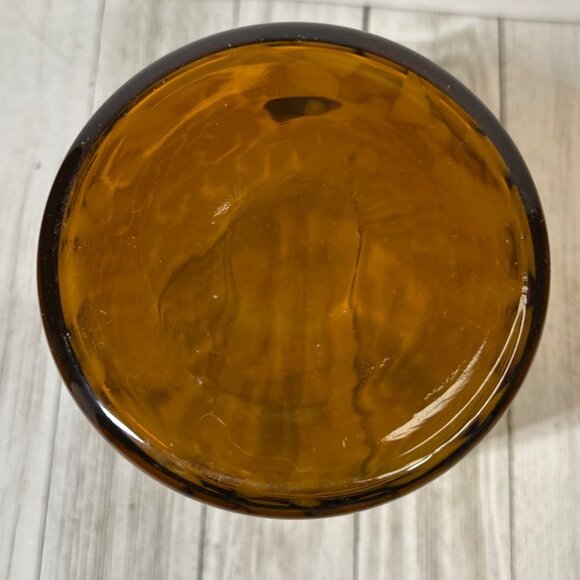 Vtg Studio Art Glass Candle Holder Amber Brown Tortoise Leopard Pattern 5'' Tall - Picture 4 of 4